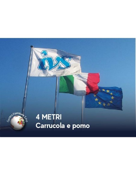 Pennone portabandiera metri 4 con carrucola e pomo