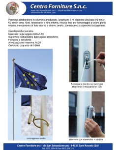 Pennone portabandiera metri 10 con banner issabile e sistema di fune interna