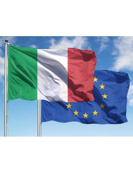 2 Coppie di Bandiere Italia ed Europa