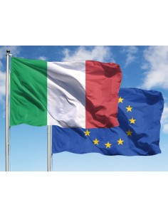 Coppia di Bandiere Italia ed Europa